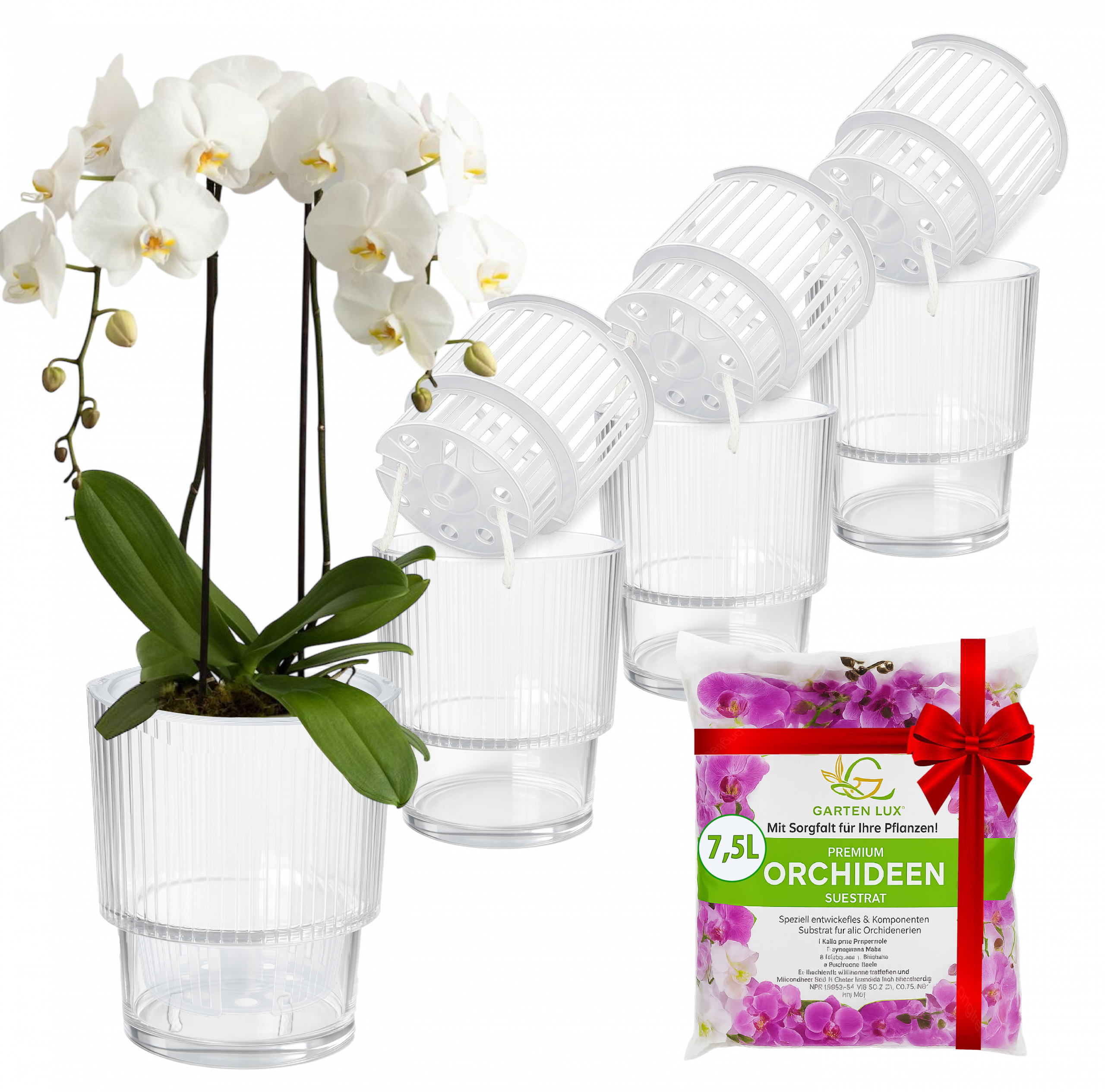 2 Stck Orchideen Blumentpfe Harz Mit Untersetzer  14cm Durchmesser,  Drainage & Moderner Look Pflanzgefe Zimmerpflanzen Mit Drainage