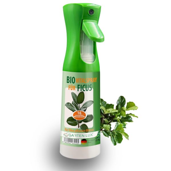BIO Vitalspray fr Ficus, Flssigdnger Spray mit 16 organischen  Spurennhrstoffen fr Ficus Benjamina, Elastica, Lyrata und weiteren Ficus-Arten.  - Gartenlux - Mit Sorgfalt fr Ihre Pflanzen!